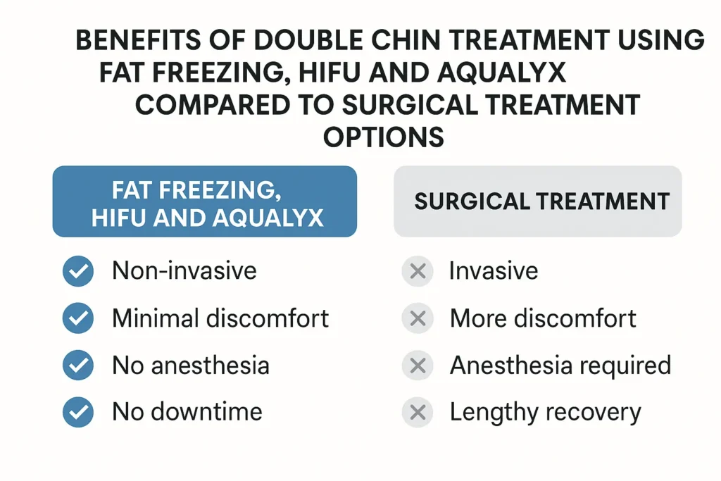 Graphic about the benefits of double chin treatment Corby - from LA LIPO